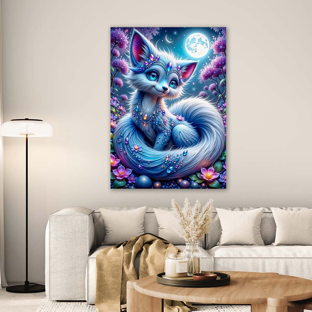 5D Diamond Painting AB Steine – Nyari, die funkelnde Mondfüchsin, Unique-Diamond