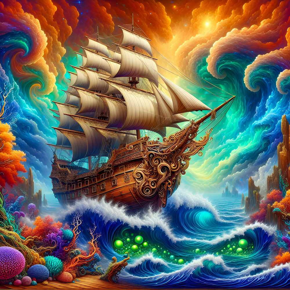 5D Diamond Painting AB Steine – Odysseus’ Traumreise mit 100 Farben, Unique-Diamond