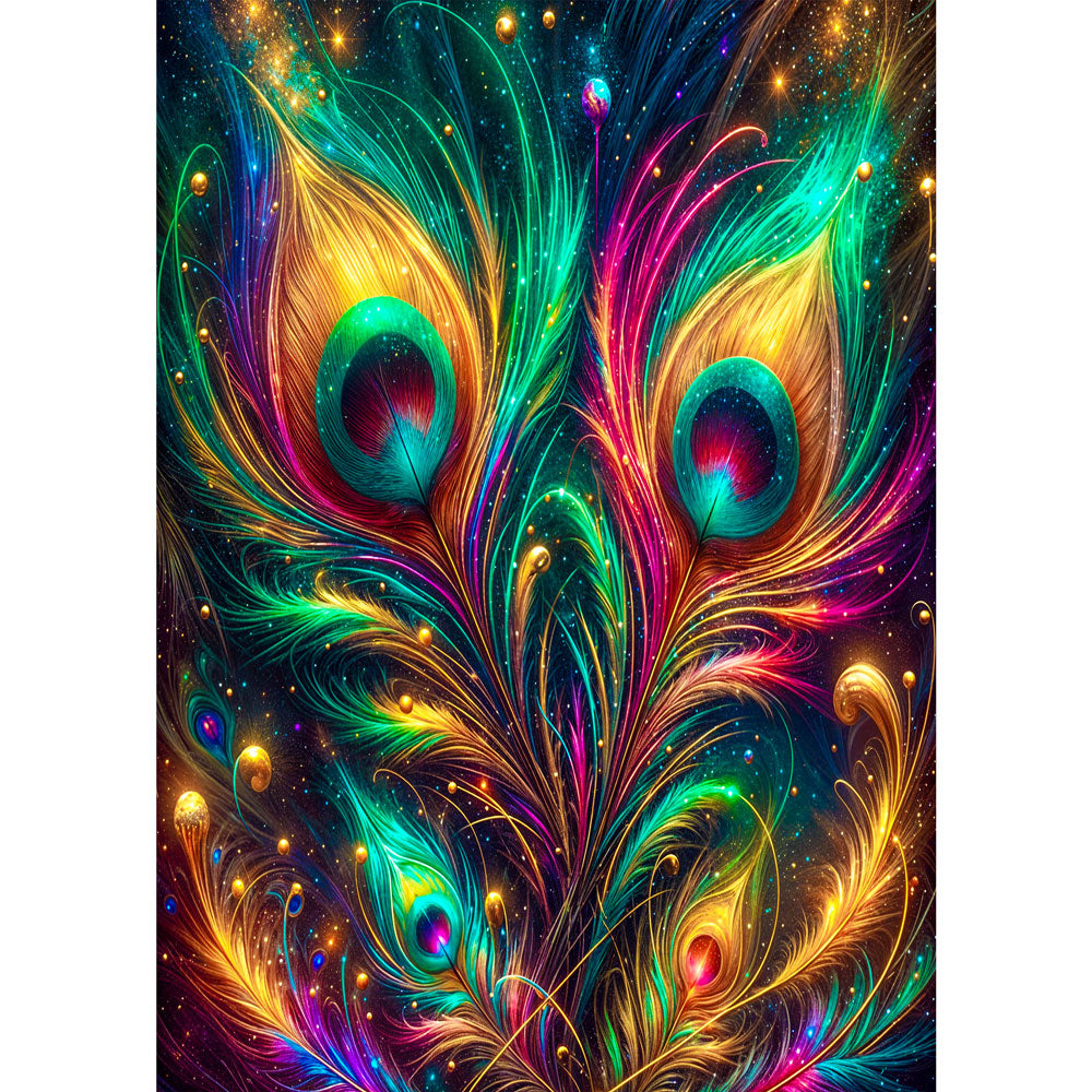 5D Diamond Painting AB Steine – Pfauenglanz im Sternenlicht mit 100 Farben, Unique-Diamond
