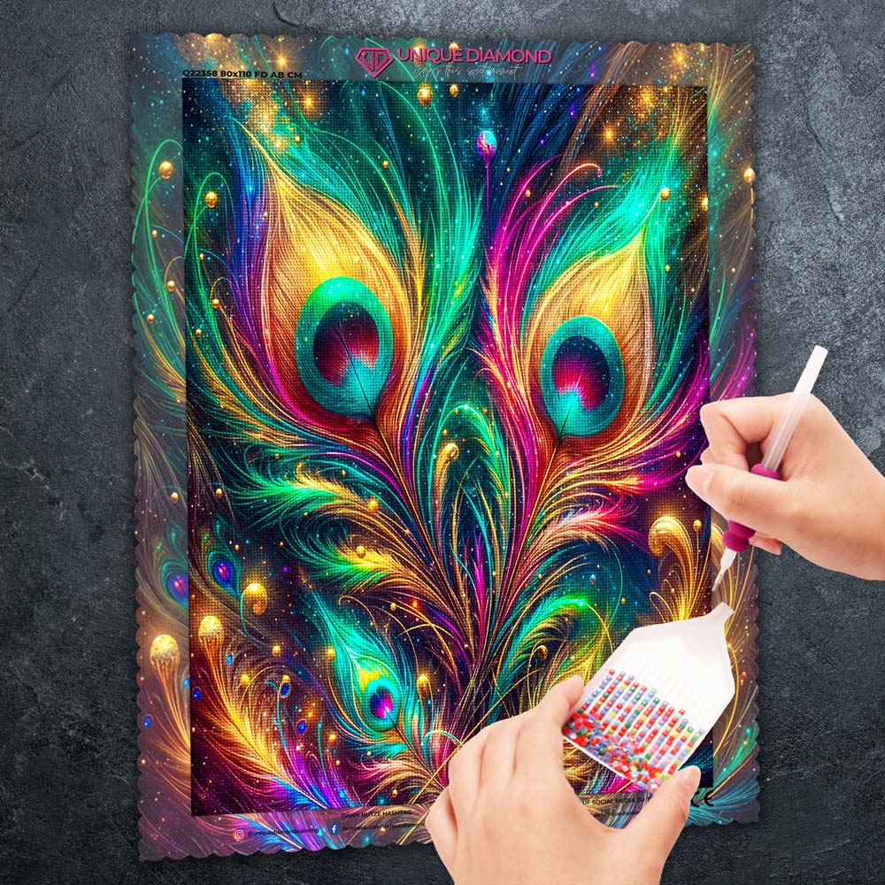 5D Diamond Painting – Pfauenglanz im Sternenlicht Unique-Diamond