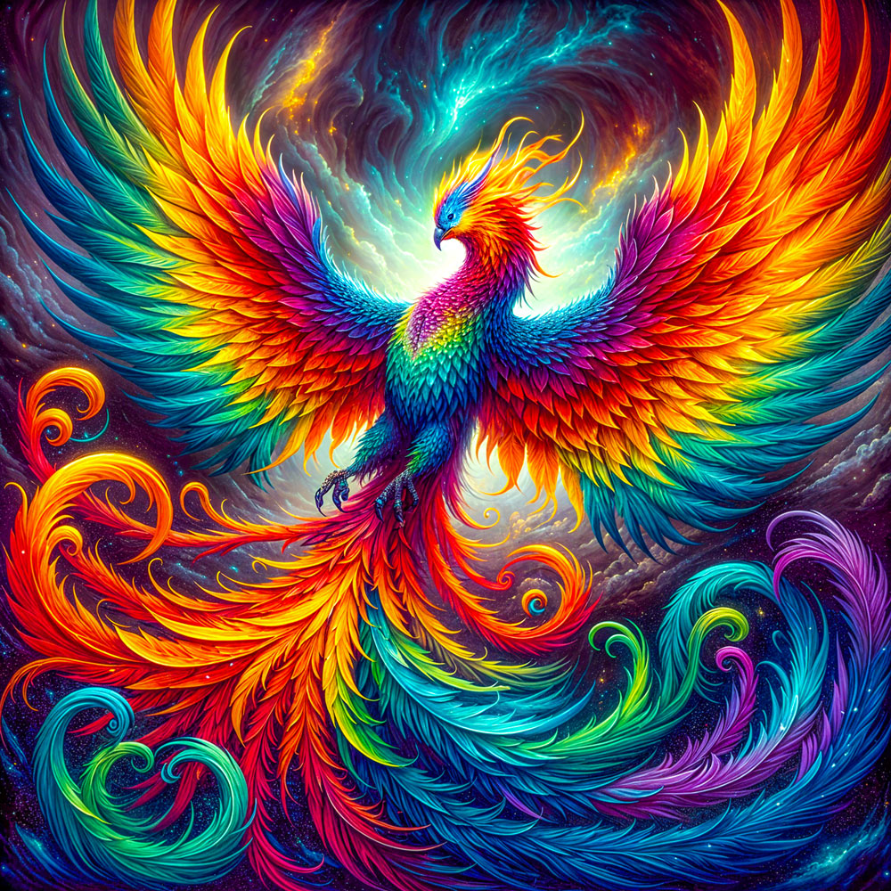 5D Diamond Painting AB Steine – Phönix Ignis in Flammenfarben mit 100 Farben, Unique-Diamond