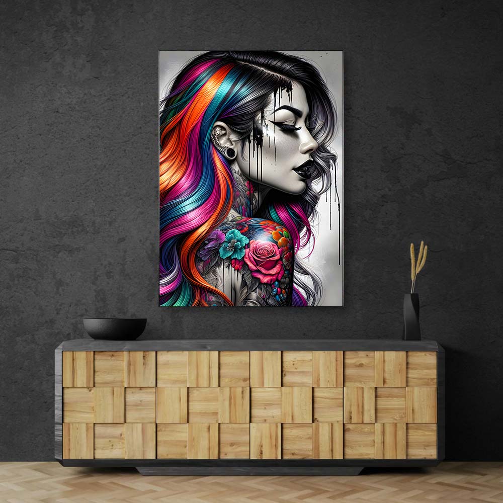 5D Diamond Painting AB Steine – Rebellin Aurora mit 100 Farben, Unique-Diamond