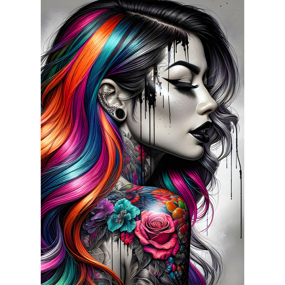 5D Diamond Painting AB Steine – Rebellin Aurora mit 100 Farben, Unique-Diamond
