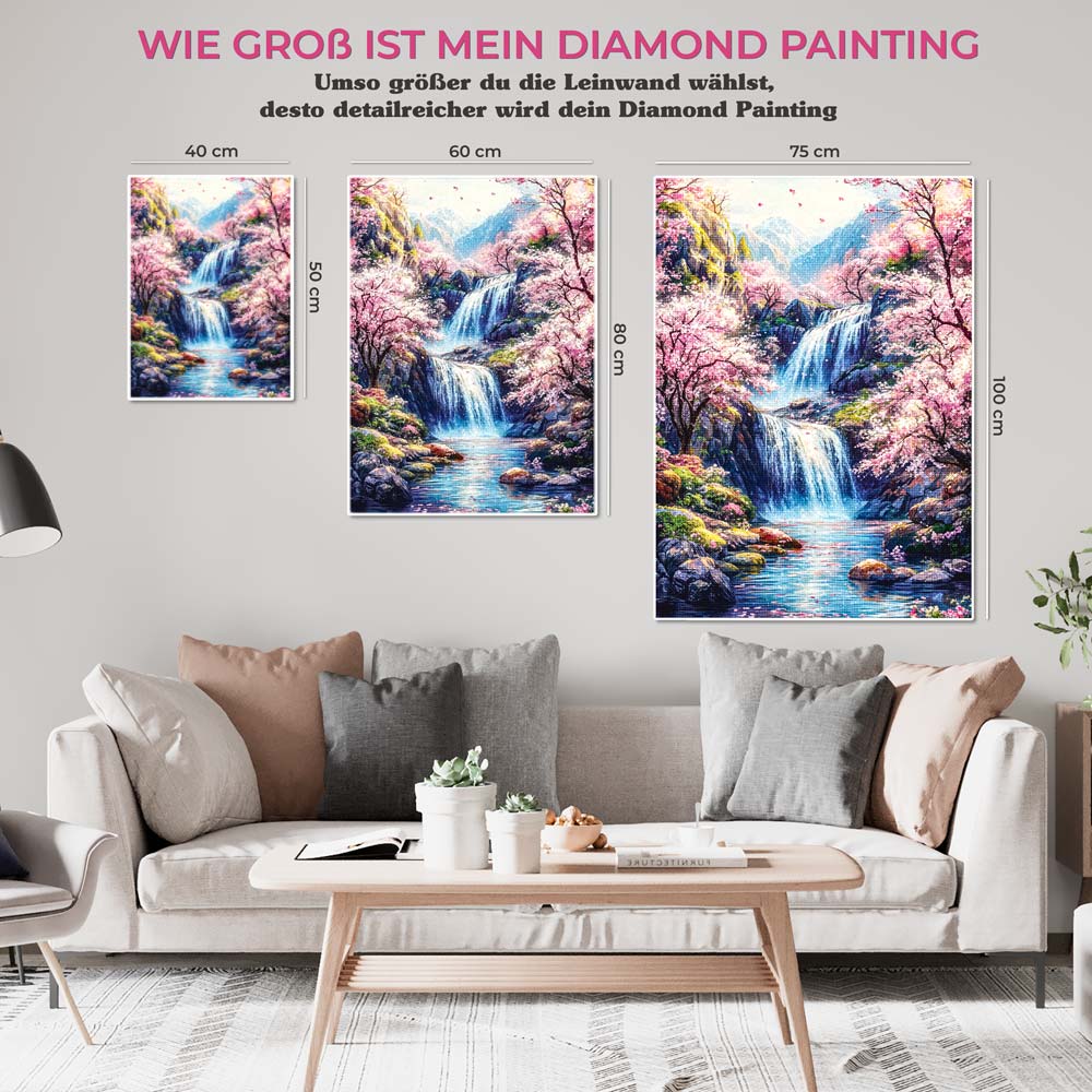 5D Diamond Painting AB Steine – Sakura Falls, Unique-Diamond