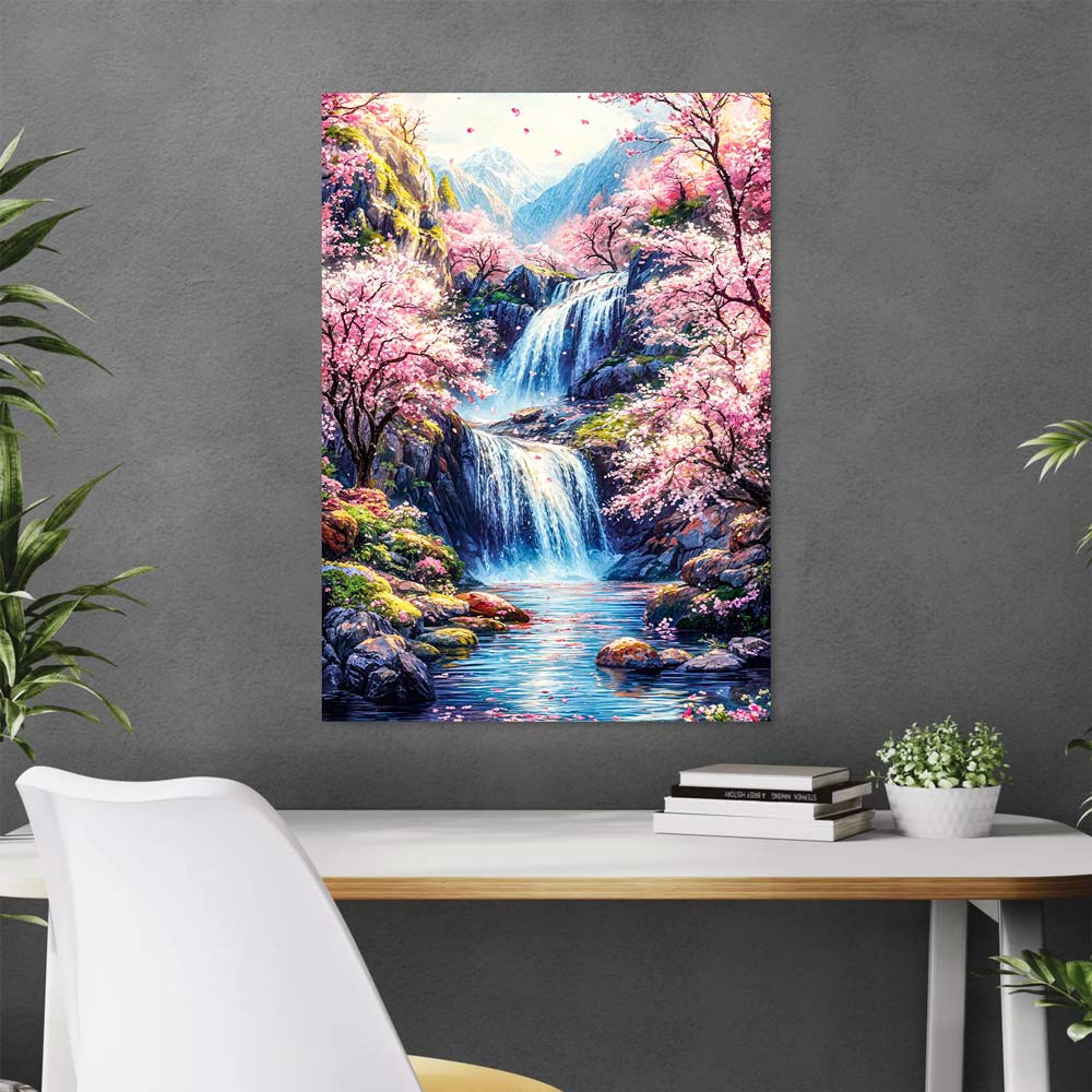 5D Diamond Painting AB Steine – Sakura Falls, Unique-Diamond