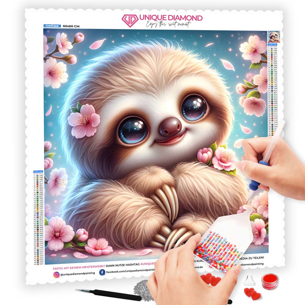 5D Diamond Painting – Sakura das Kirschblüten-Faultier