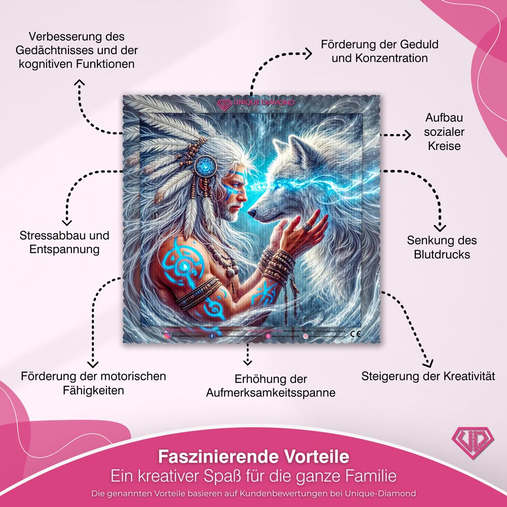 5D Diamond Painting – Seelenverbindung des Wolfes Unique-Diamond