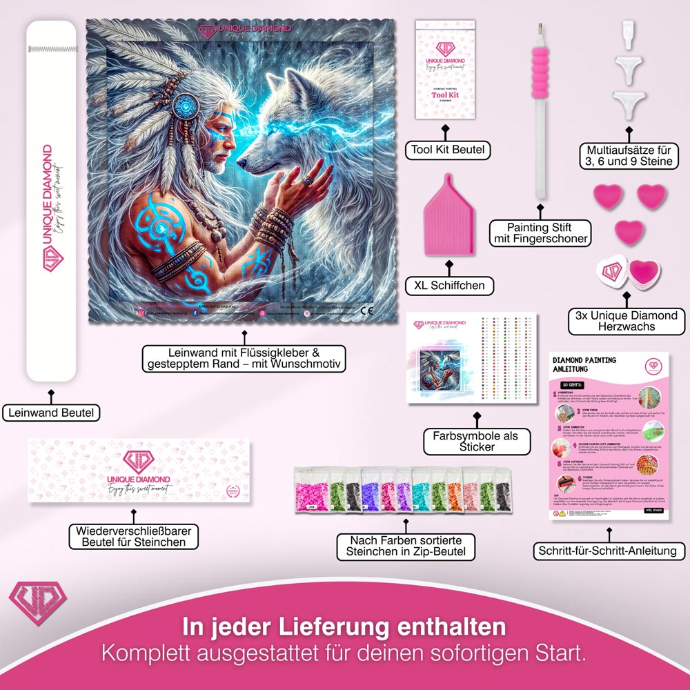 5D Diamond Painting – Seelenverbindung des Wolfes Unique-Diamond