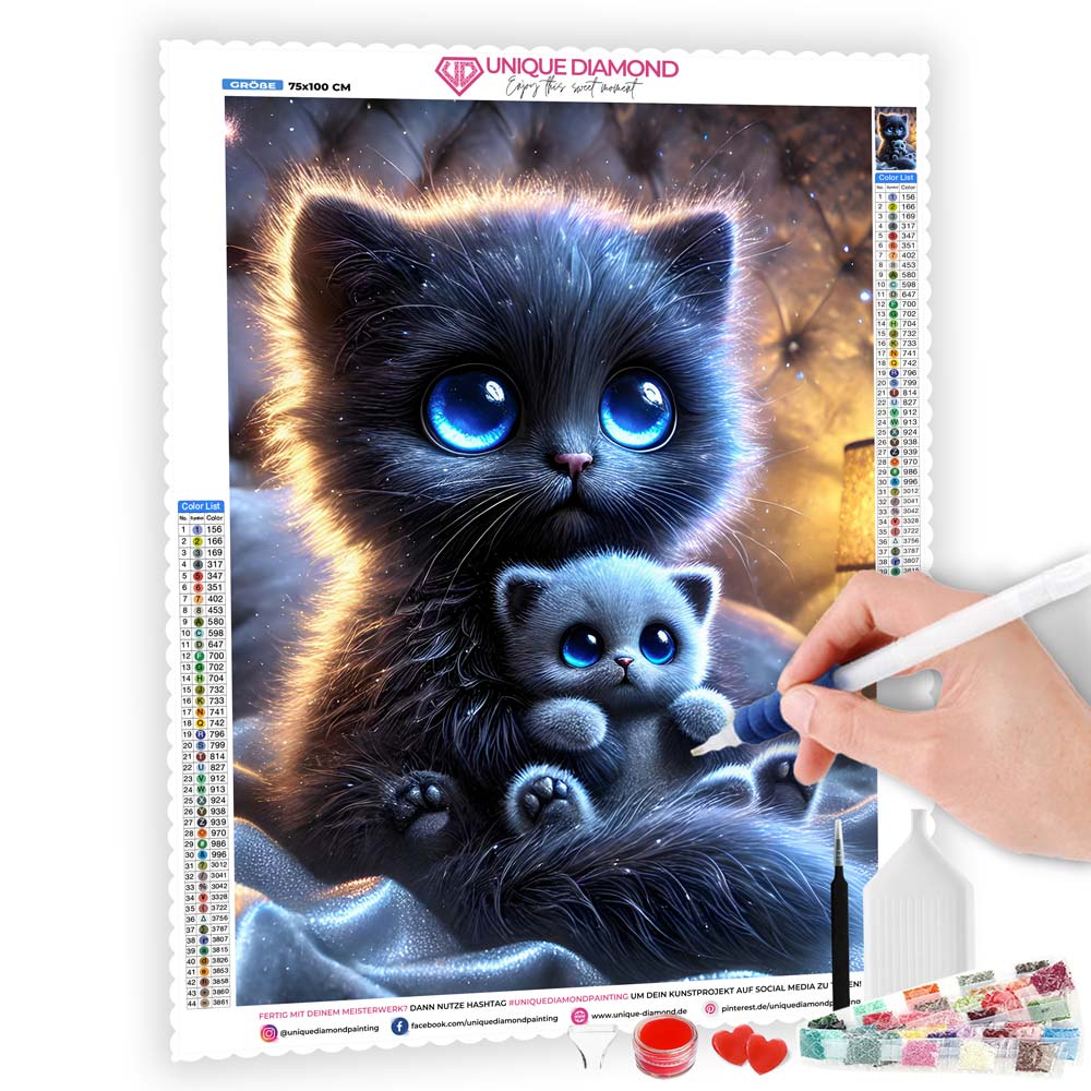 5D Diamond Painting – Sternenblick der Kuschelkatzen
