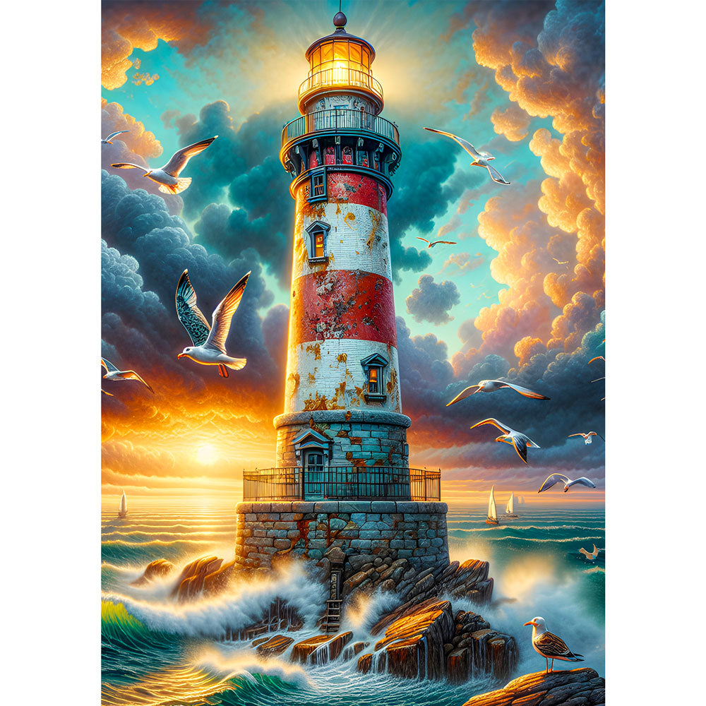 5D Diamond Painting AB Steine – Wächter am Sturmkap mit 100 Farben, Unique-Diamond