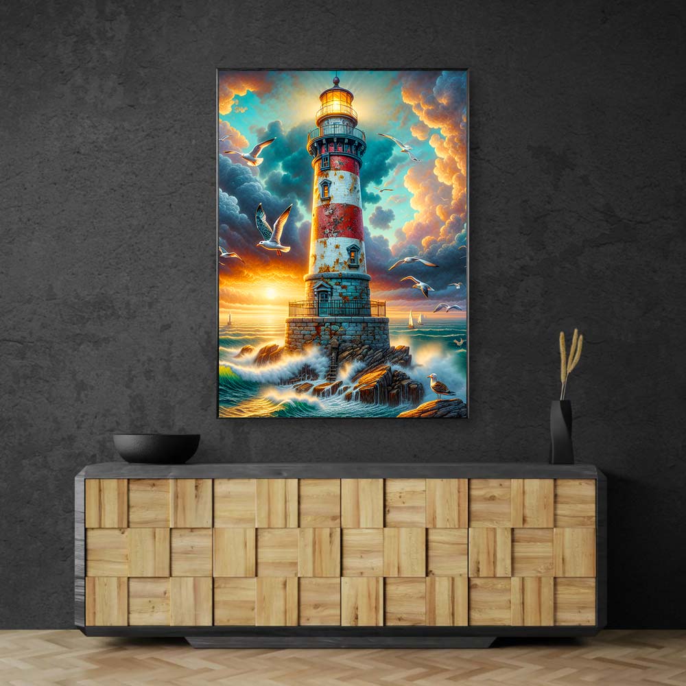 5D Diamond Painting AB Steine – Wächter am Sturmkap mit 100 Farben, Unique-Diamond