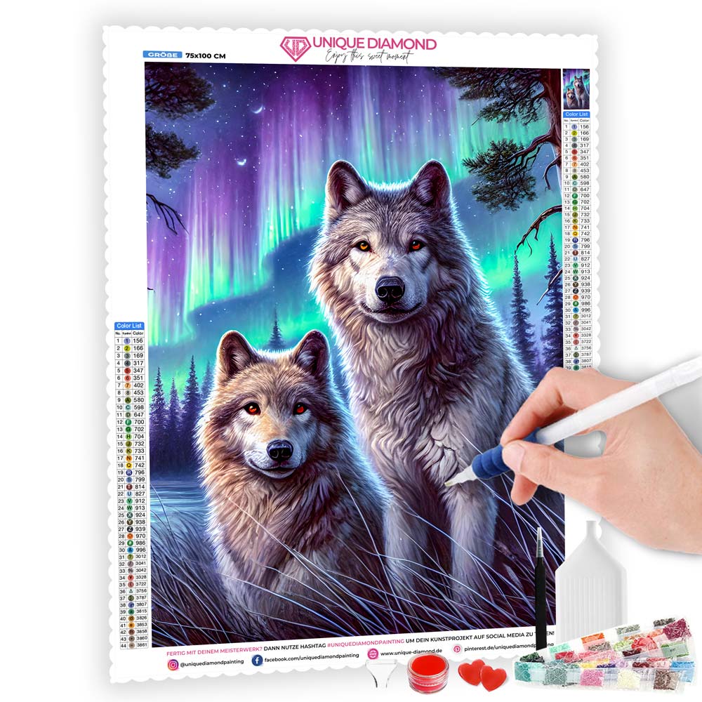 5D Diamond Painting AB Steine – Wächter der Nordlichter, Unique-Diamond
