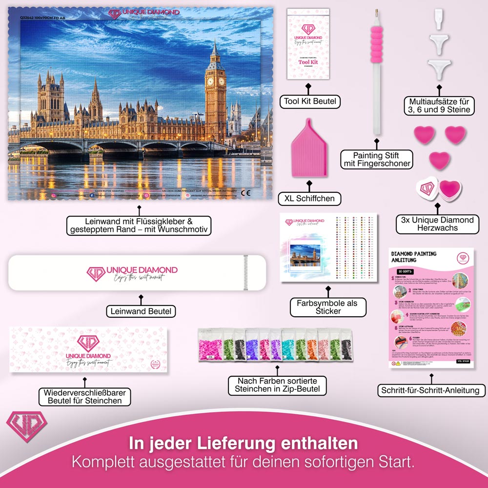 5D Diamond Painting - Aussicht auf Big Ben Unique-Diamond