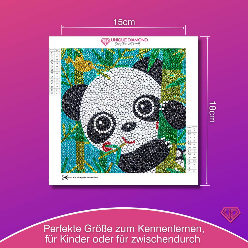 5D Diamond Painting Bambini der Bambus-Panda mit Strasssteinchen, Unique-Diamond