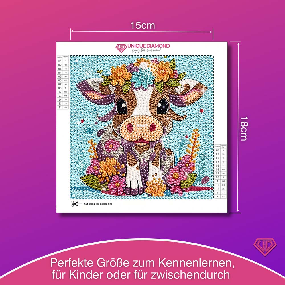 5D Diamond Painting Blumen-Kälbchen Lotta mit Strasssteinchen, Unique-Diamond