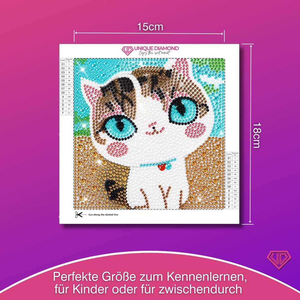 5D Diamond Painting Cat With Blue Eyes mit Strasssteinchen, Unique-Diamond