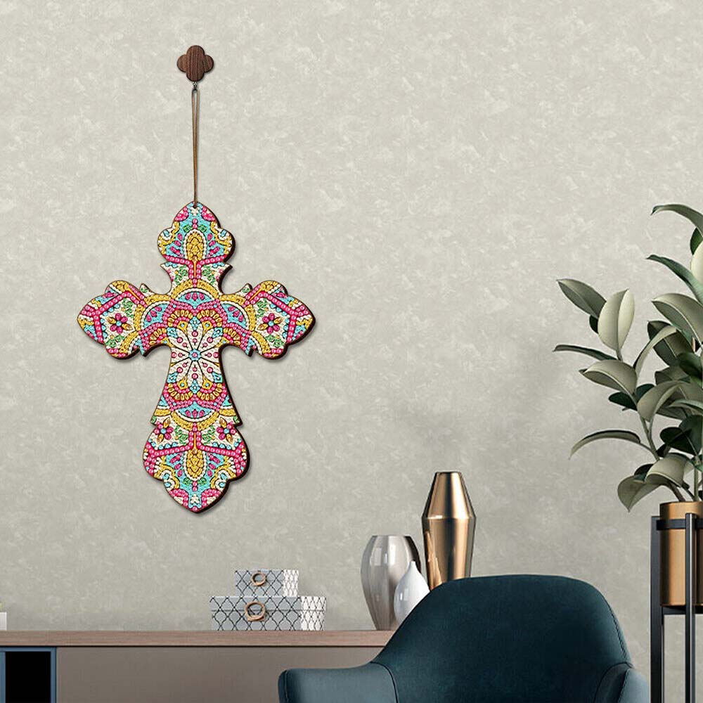 5D Diamond Painting Dekoanhänger Kreuz Mandala, Unique-Dimaond