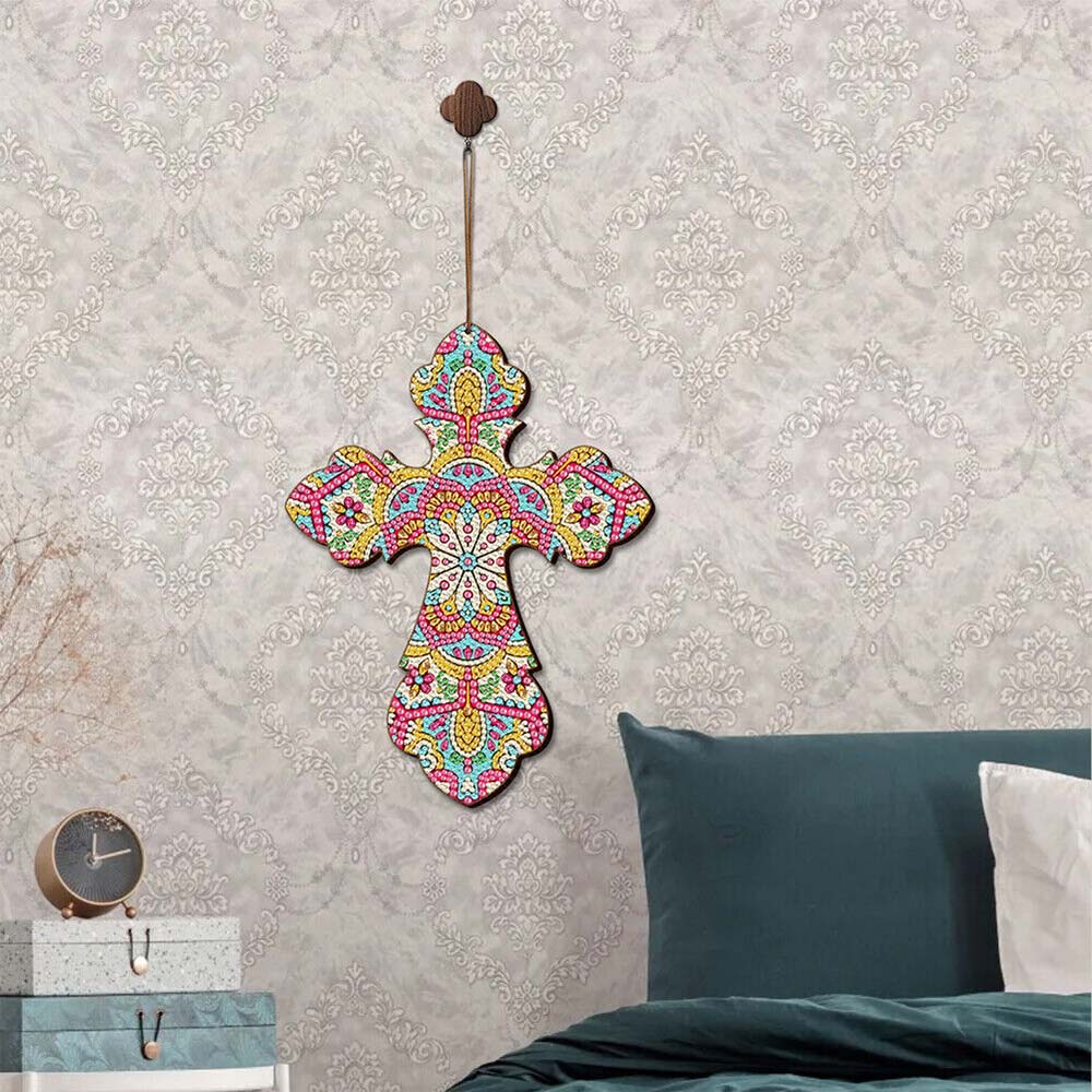 5D Diamond Painting Dekoanhänger Kreuz Mandala, Unique-Dimaond