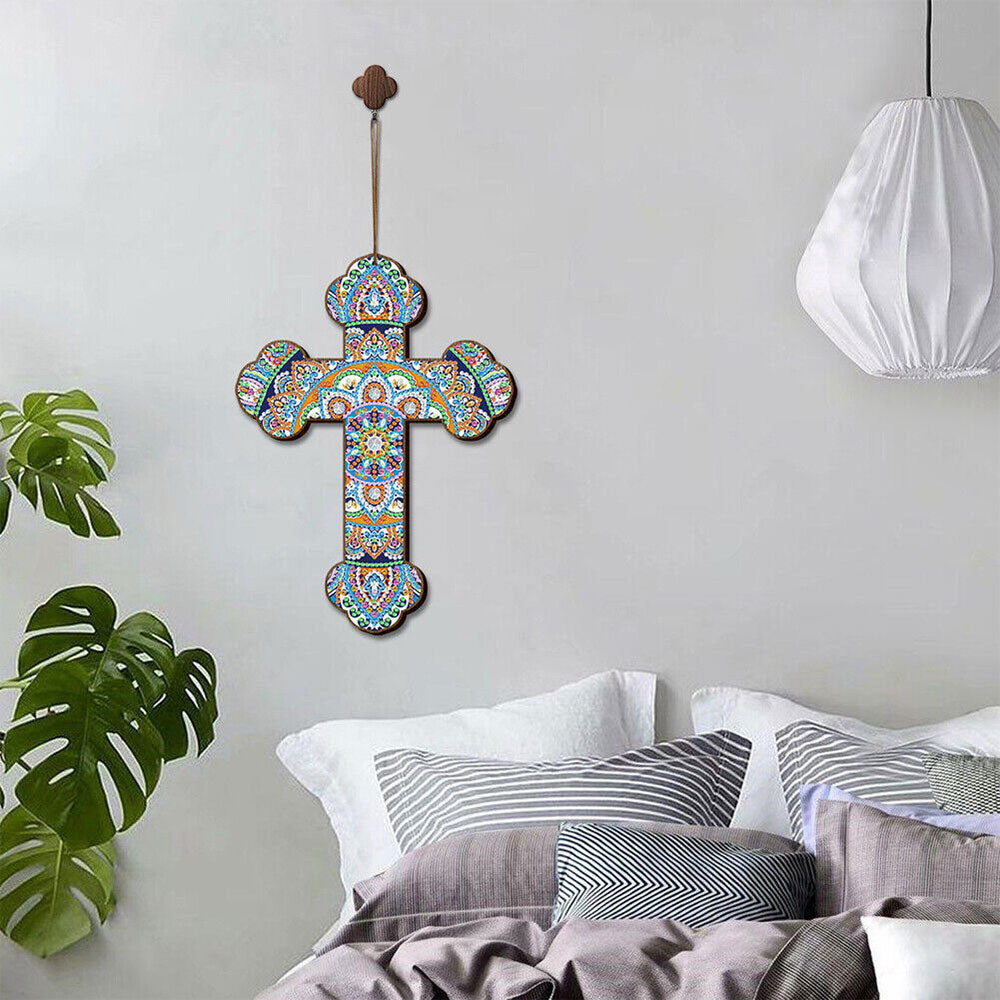 5D Diamond Painting Dekoanhänger Kreuz Mandala, Unique-Diamond