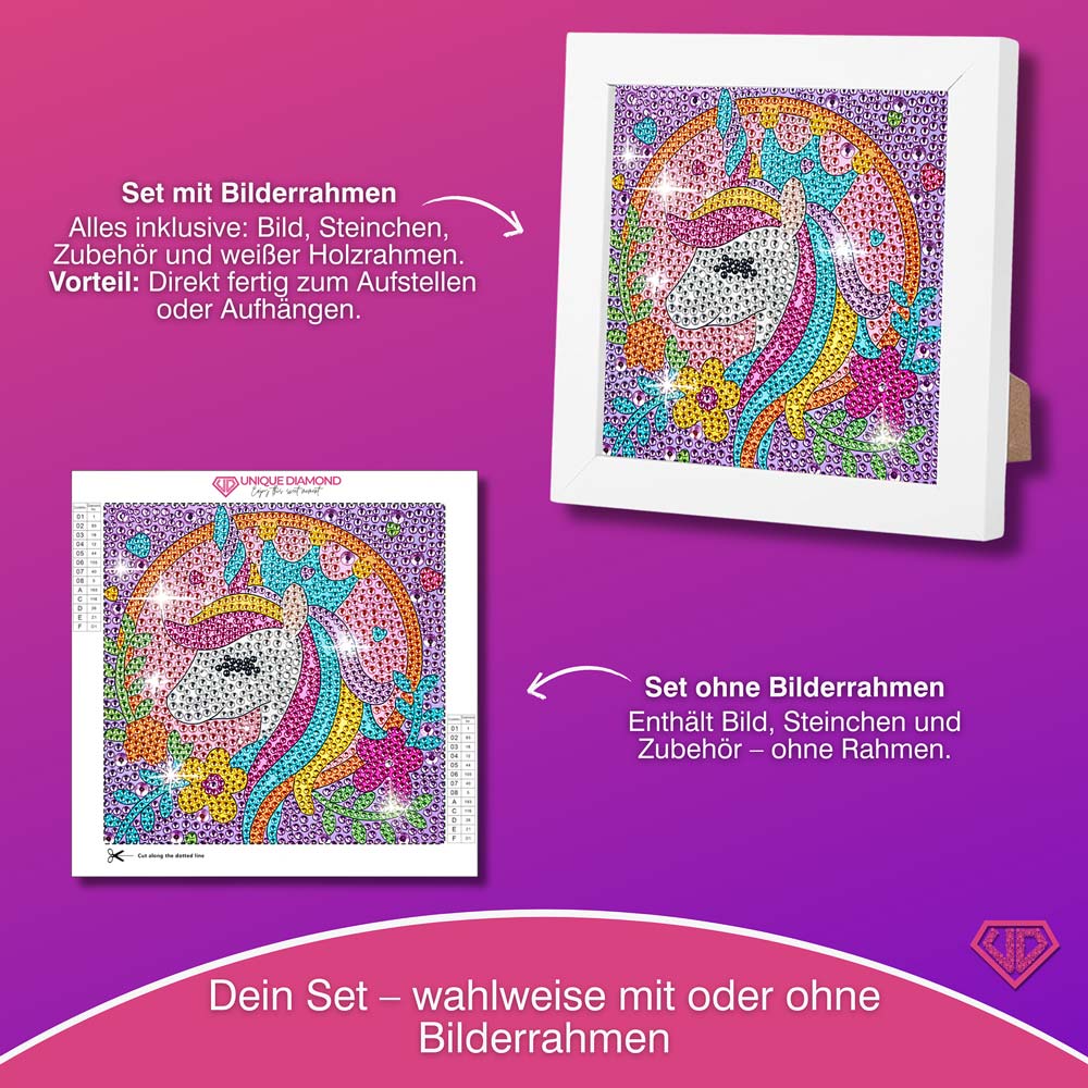 5D Diamond Painting Einhorn-Königin Celestina mit Strasssteinchen, Unique-Diamond
