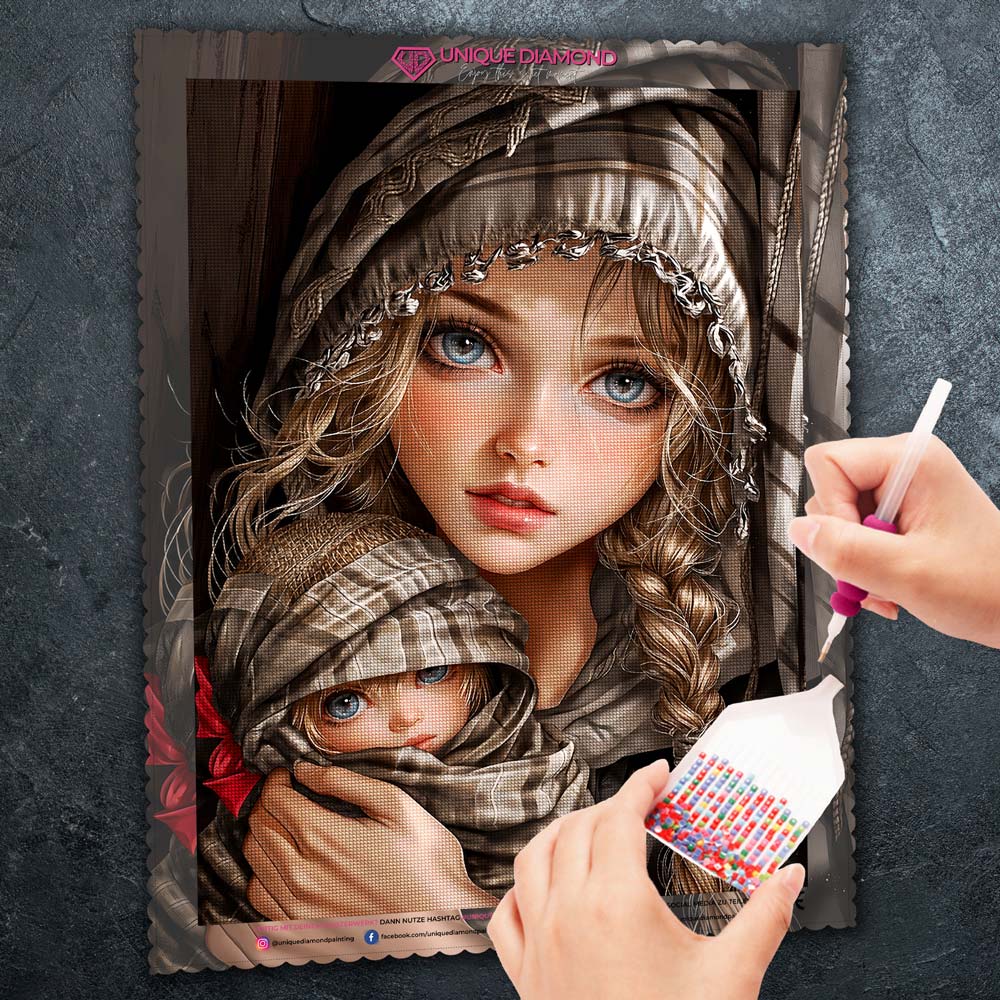 5D Diamond Painting – Emilia & Liora – Geborgenheit im Morgengrauen