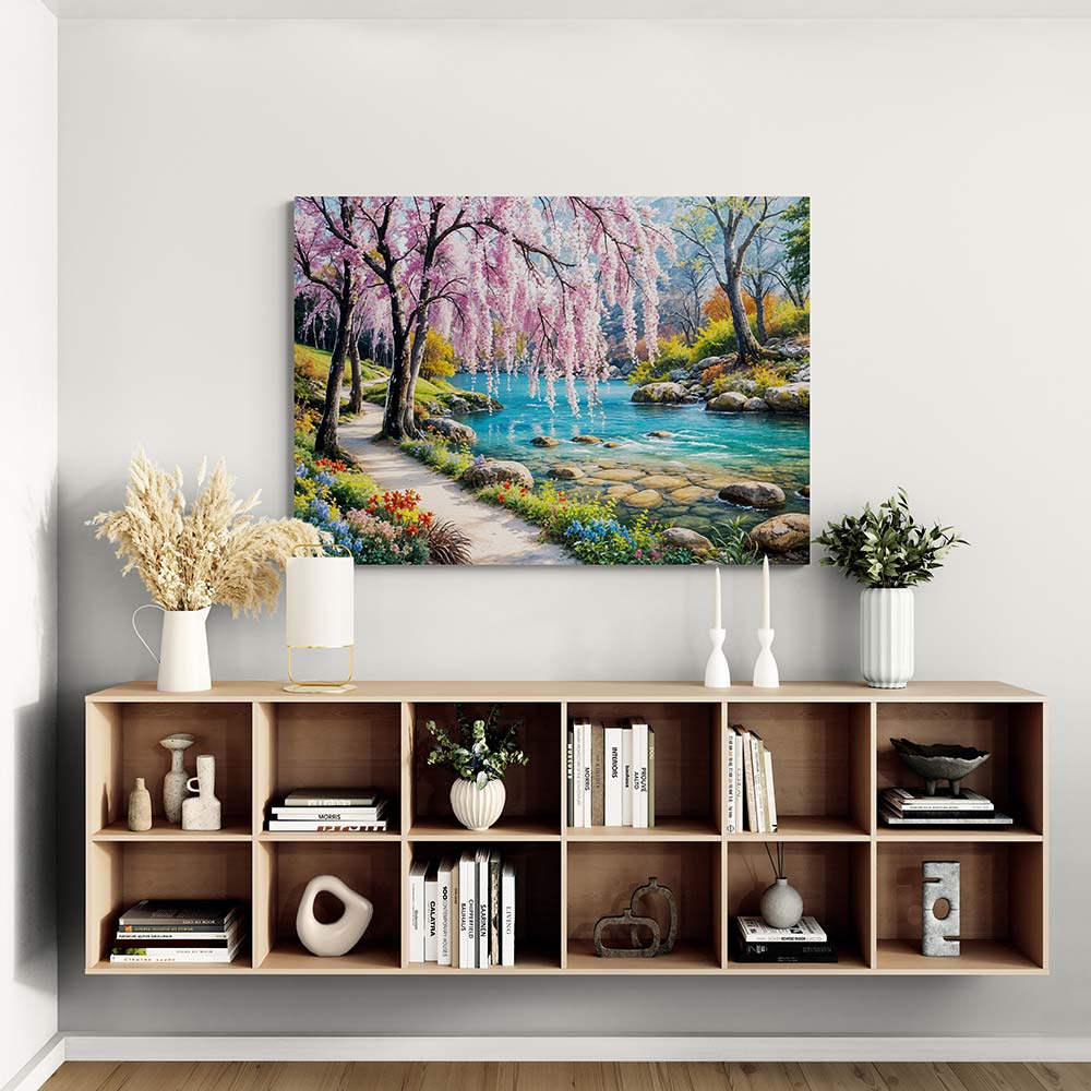 5D Diamond Painting Fluss Landschaft, Unique-Diamond