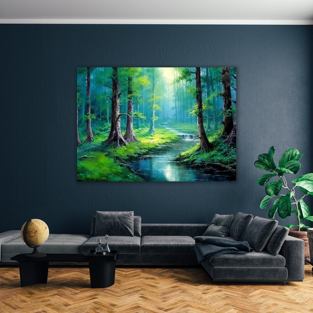 5D Diamond Painting AB Steine Fluss im Wald, Unique-Diamond