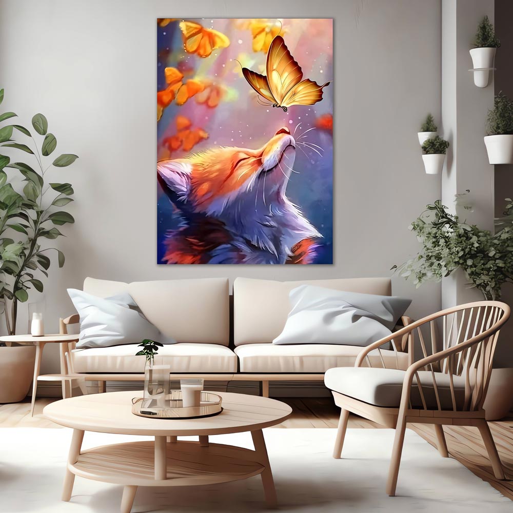 5D Diamond Painting Fuchs mit Schmetterling, Unique-Diamond