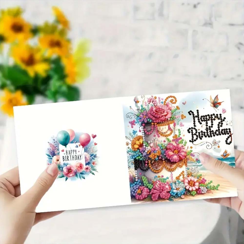 5D Diamond Painting Grußkarten Happy Birthday 6 Stück, Unique-Diamond