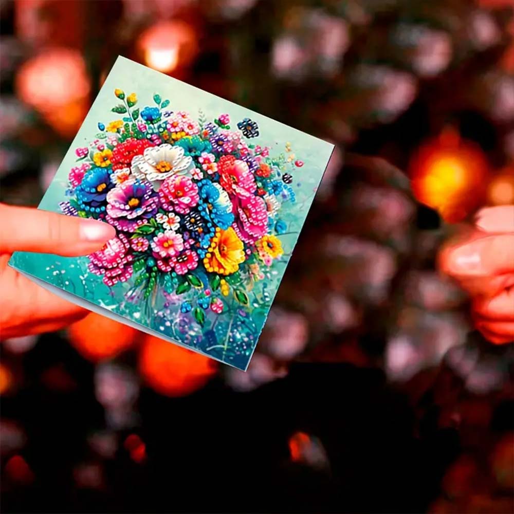 5D Diamond Painting Grußkarten – Blumenzauber 6 Stück, Unique-Diamond