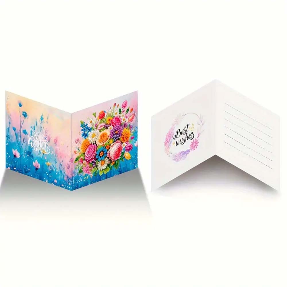 5D Diamond Painting Grußkarten – Blumenzauber 6 Stück, Unique-Diamond