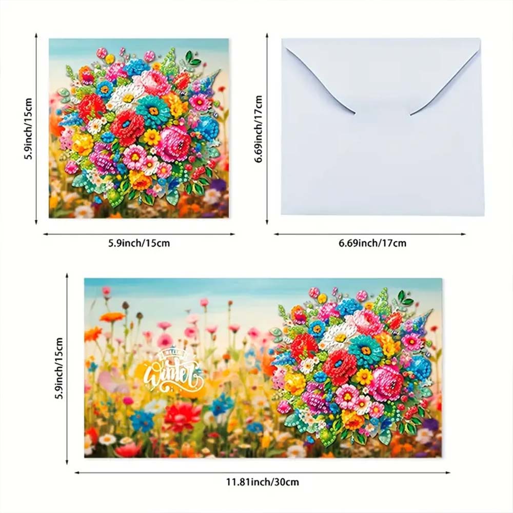 5D Diamond Painting Grußkarten – Blumenzauber 6 Stück, Unique-Diamond