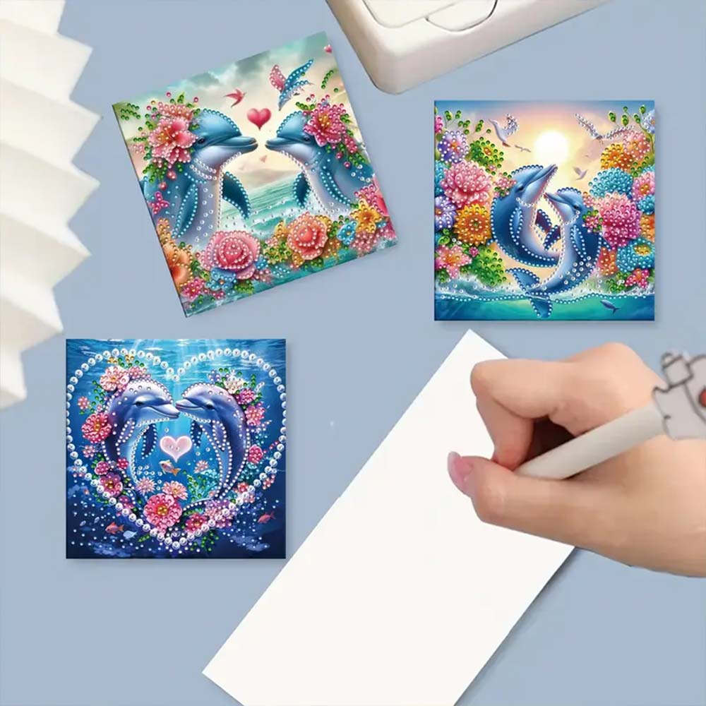 5D Diamond Painting Grußkarten – Delfinliebe Edition, Unique-Diamond