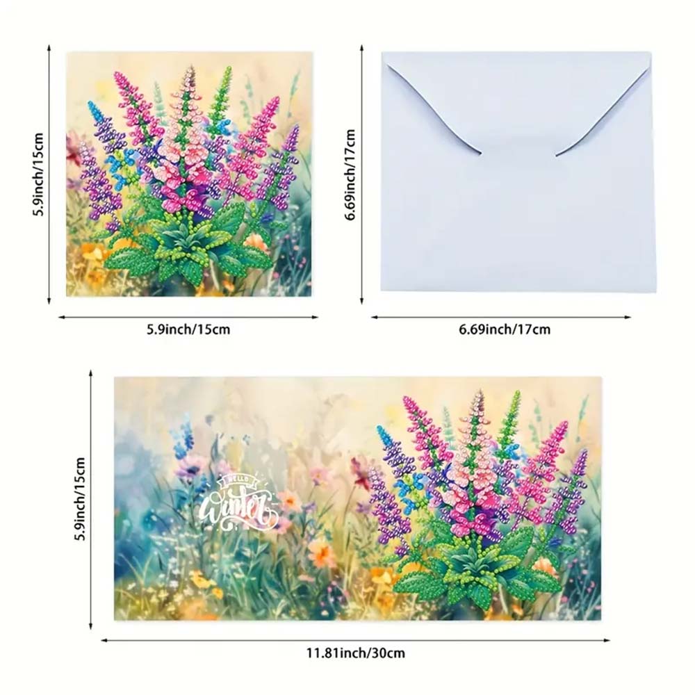 5D Diamond Painting Grußkarten – Elegante Blütenpracht 6 Stück, Unique-Diamond