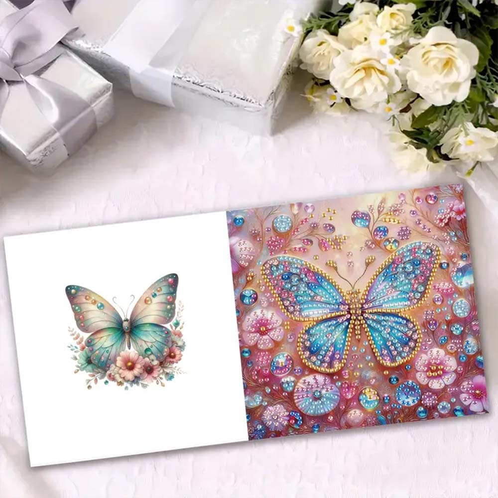 5D Diamond Painting Grußkarten – Glanzvolle Schmetterlingszauber, Unique-Diamond