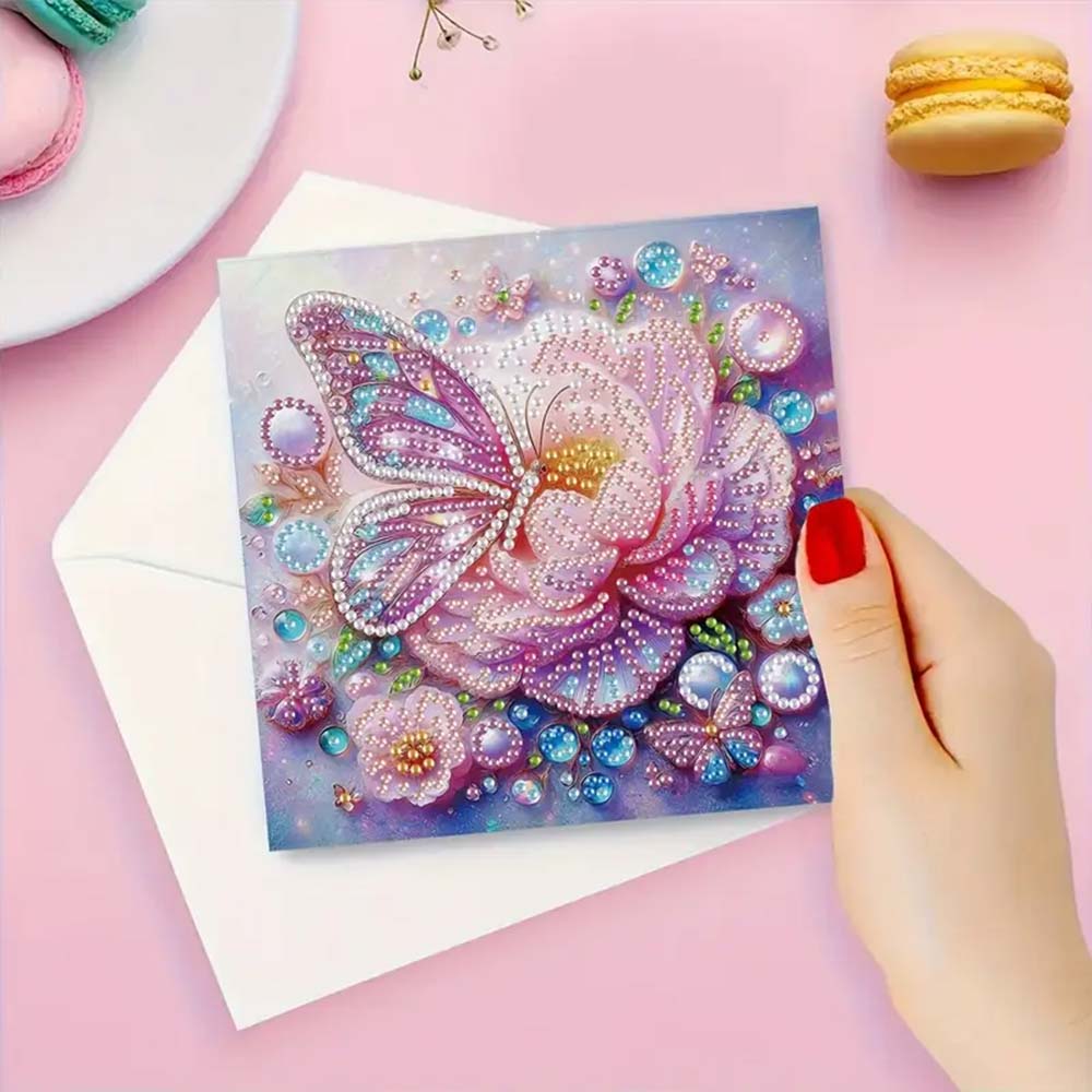 5D Diamond Painting Grußkarten – Glanzvolle Schmetterlingszauber, Unique-Diamond