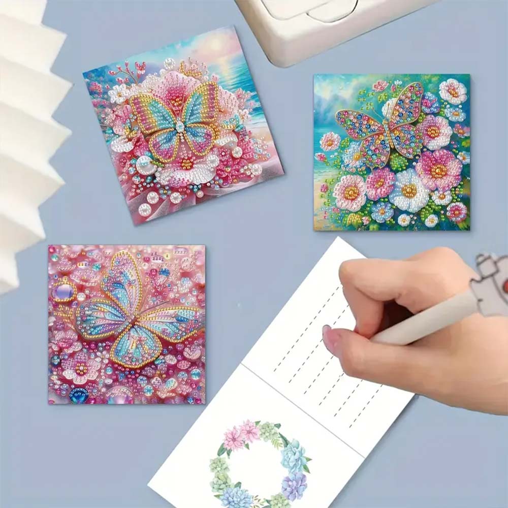 5D Diamond Painting Grußkarten – Glanzvolle Schmetterlingszauber, Unique-Diamond