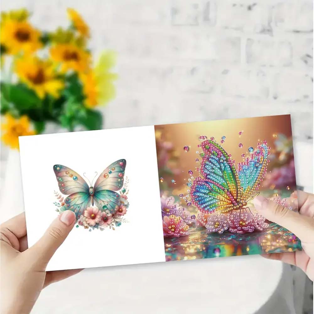 5D Diamond Painting Grußkarten – Glanzvolle Schmetterlingszauber, Unique-Diamond
