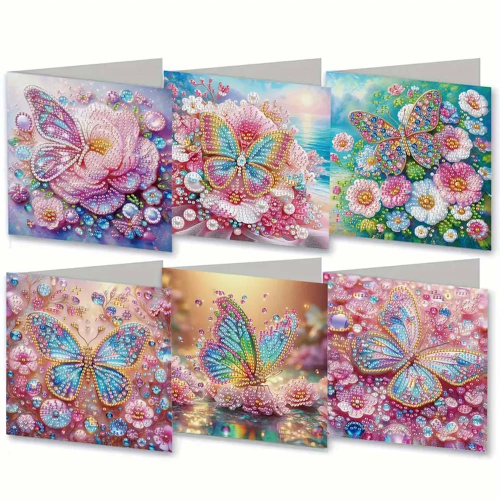 5D Diamond Painting Grußkarten – Glanzvolle Schmetterlingszauber, Unique-Diamond