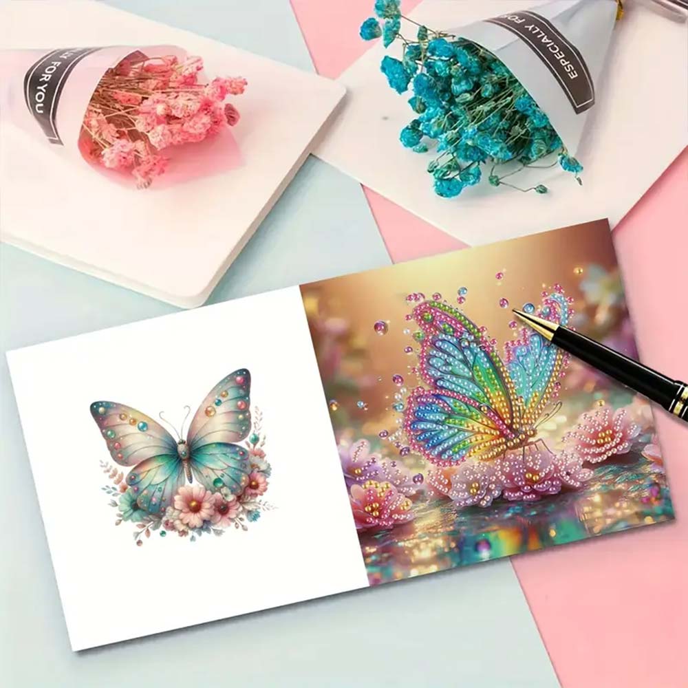 5D Diamond Painting Grußkarten – Glanzvolle Schmetterlingszauber, Unique-Diamond