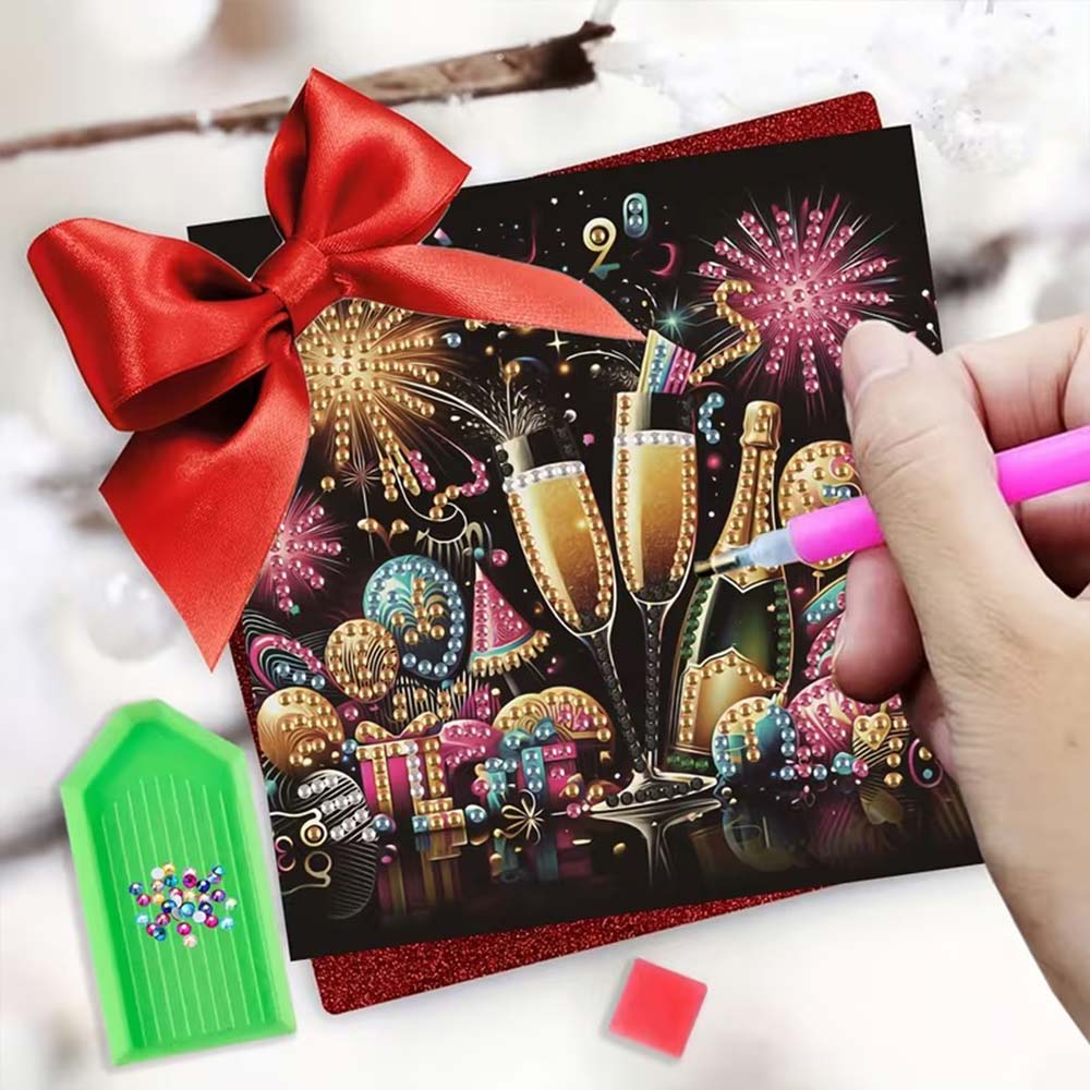 5D Diamond Painting Grußkarten – Glitzernde Festmomente Unique-Diamond