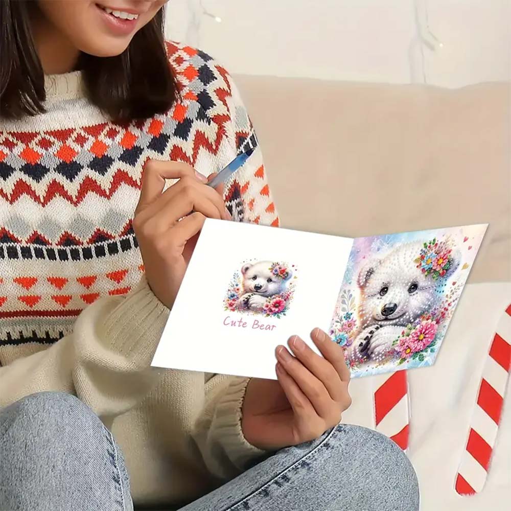 5D Diamond Painting Grußkarten – Kuschelige Eisbären, Unique-Diamond