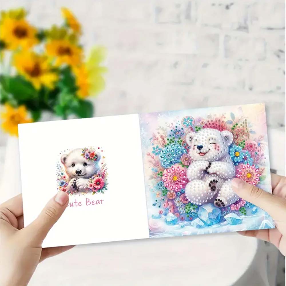 5D Diamond Painting Grußkarten – Kuschelige Eisbären, Unique-Diamond