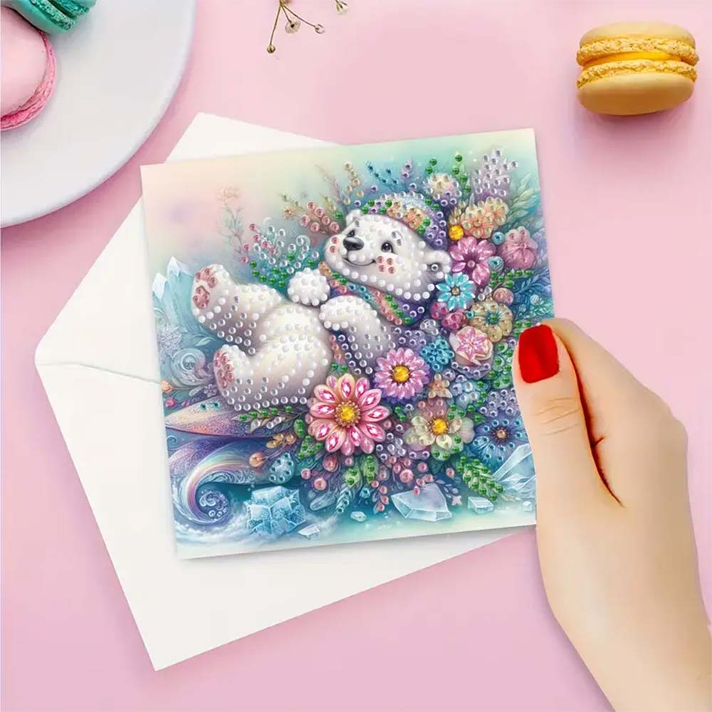 5D Diamond Painting Grußkarten – Kuschelige Eisbären, Unique-Diamond