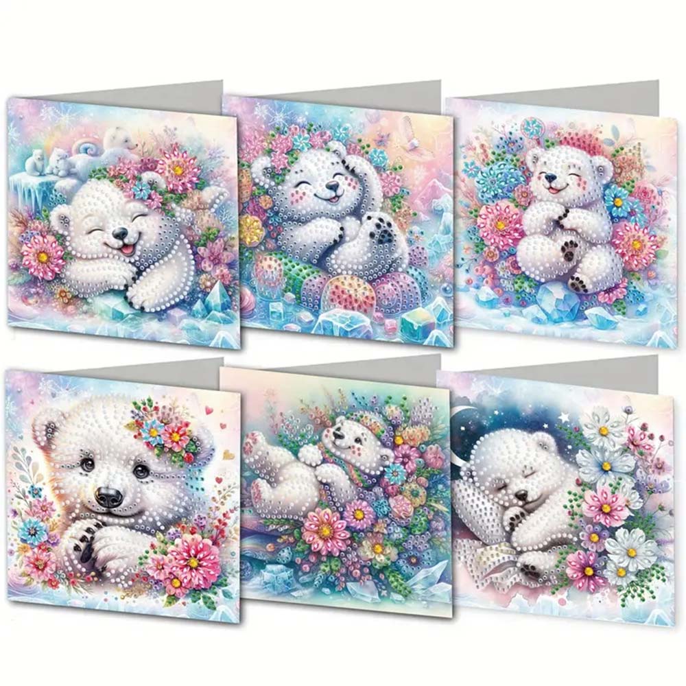 5D Diamond Painting Grußkarten – Kuschelige Eisbären, Unique-Diamond