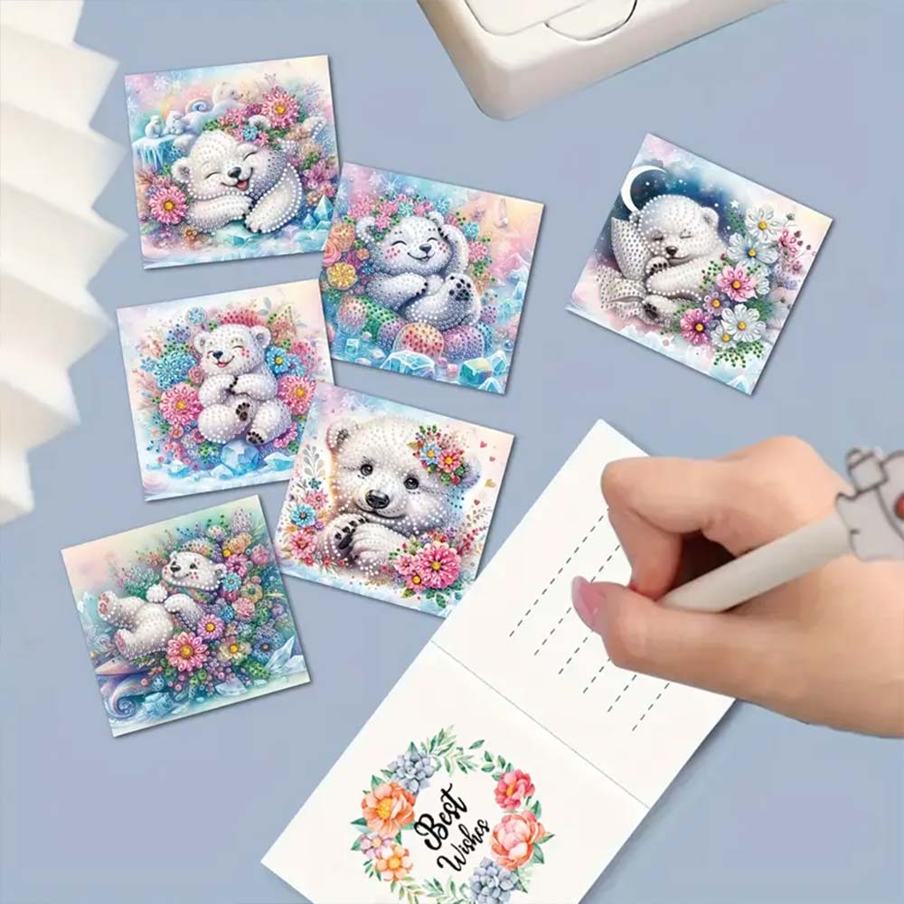 5D Diamond Painting Grußkarten – Kuschelige Eisbären, Unique-Diamond