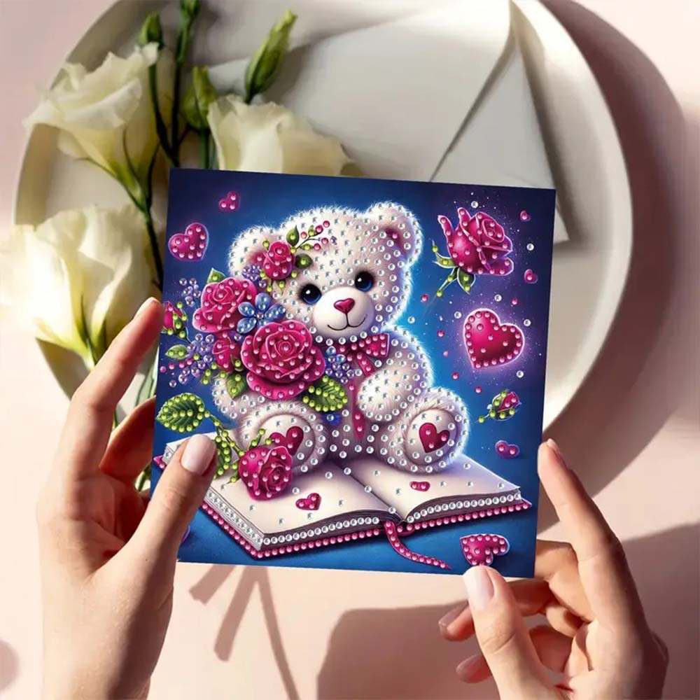 5D Diamond Painting Grußkarten – Liebenswerte Teddybären, Unique-Diamond