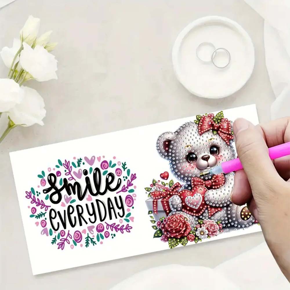 5D Diamond Painting Grußkarten – Liebenswerte Teddybären, Unique-Diamond