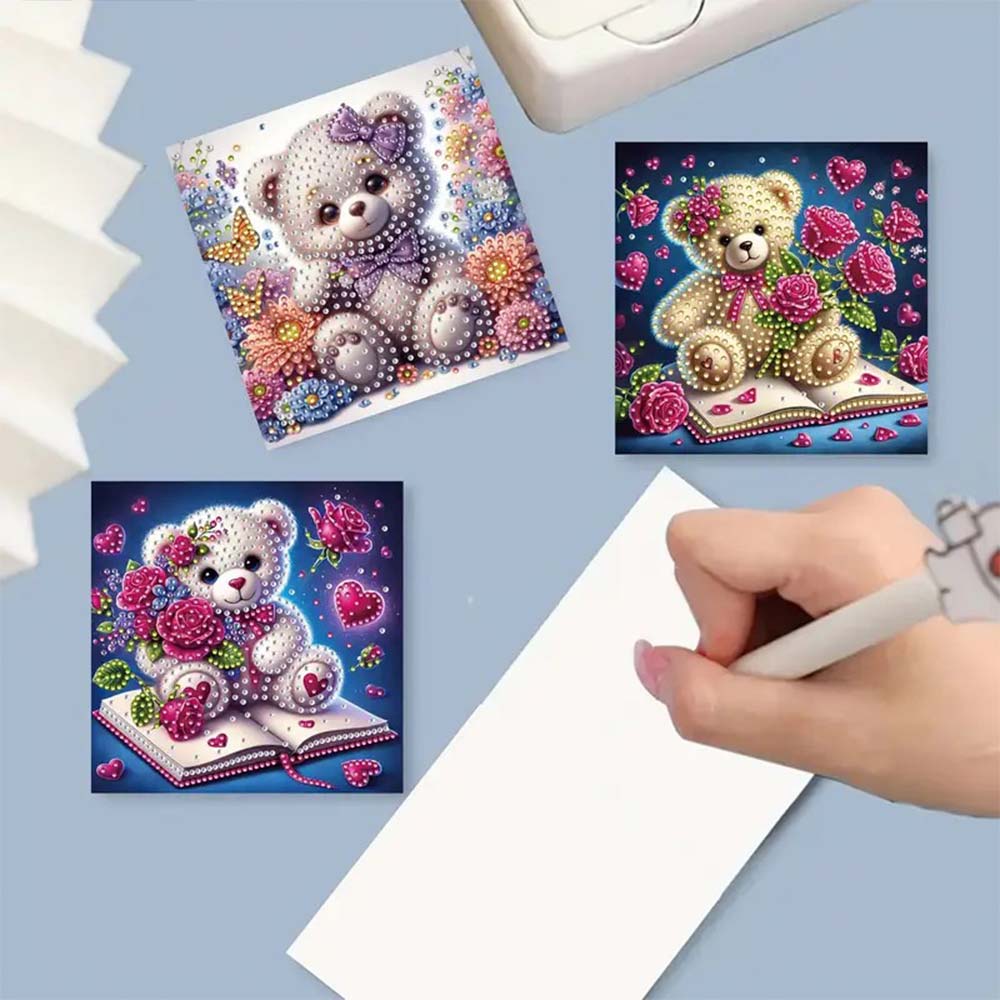5D Diamond Painting Grußkarten – Liebenswerte Teddybären, Unique-Diamond