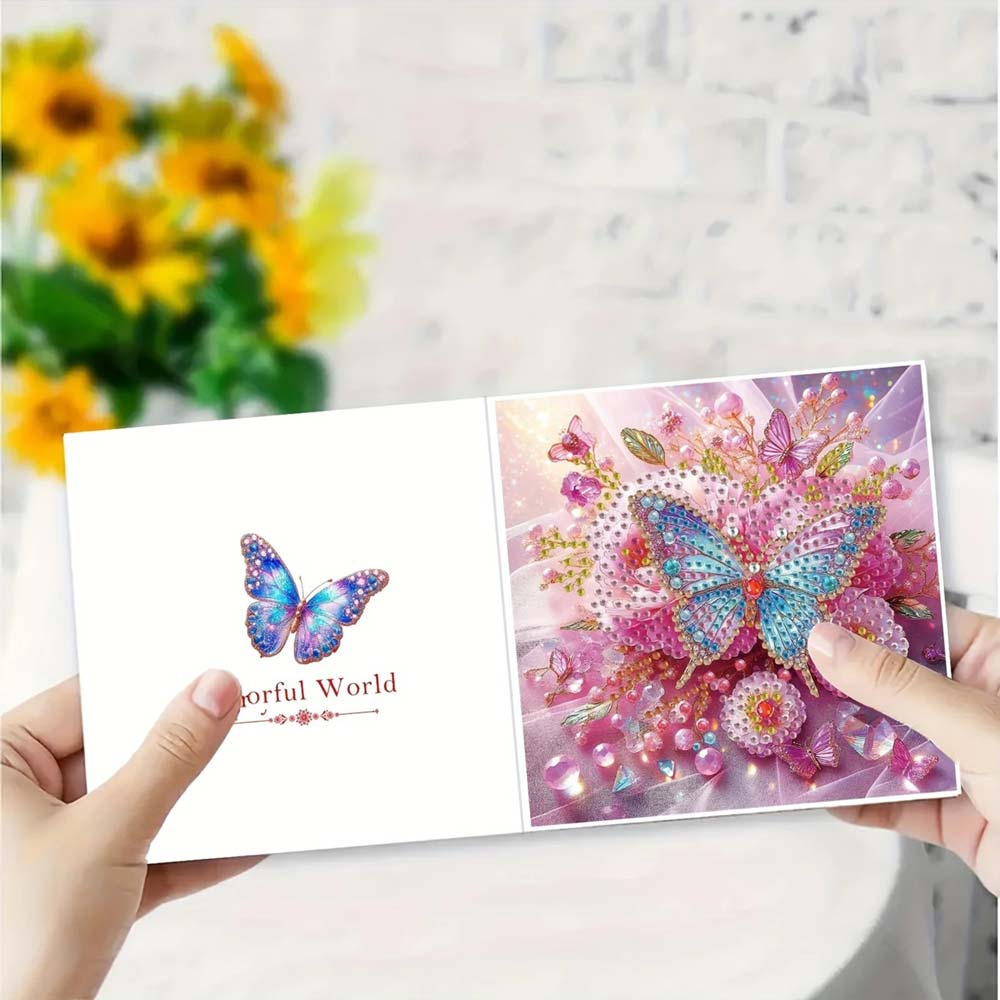 5D Diamond Painting Grußkarten – Schmetterlingszauber 6 Stück, Unique-Diamond